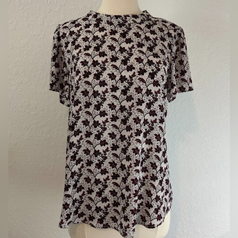 LOFT Black and Burgundy Floral Top